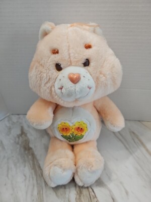 1983 Vtg Care Bears 13'' Friend Bear Plush Stuffed Animal Toy Peach Smile Flowers