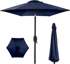 Navy Blue 7.5Ft Heavy-Duty Outdoor Market Umbrella with Steel Pole Tilt