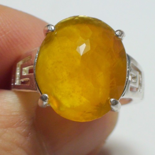 Anillo de ópalo amarillo natural de México plata 925, joyería de finca. Talla 6,5 - Imagen 5 de 10