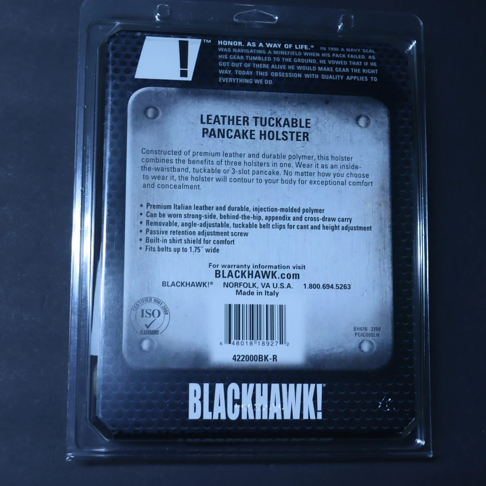 Blackhawk Tuckable Leather Pancake Holster Glock 17 / 22 / 31 - 422000BK-R RH 00 - Image 2 of 4