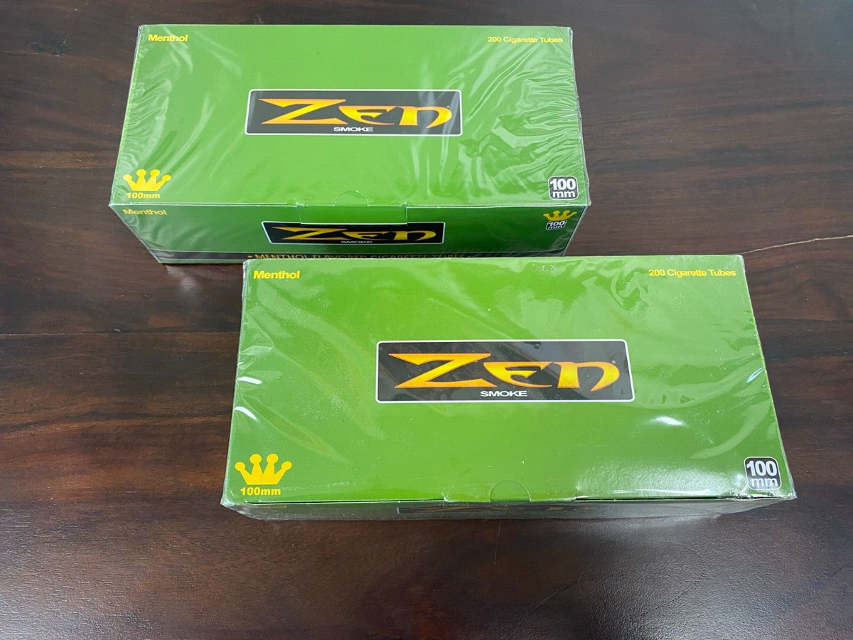 zen cigarette tubes 100mm ZEN Menthol 100 mm Cigarette Tubes 2 Boxes (200 Count Each)Ships In Box