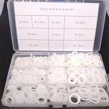1500pcs White Nylon Flat Washers Assortment Kit
