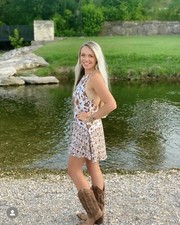 Small Lulus Fan Flower Halter Tie Neck Skater Floral Dress Lined Boho Chic Hippi