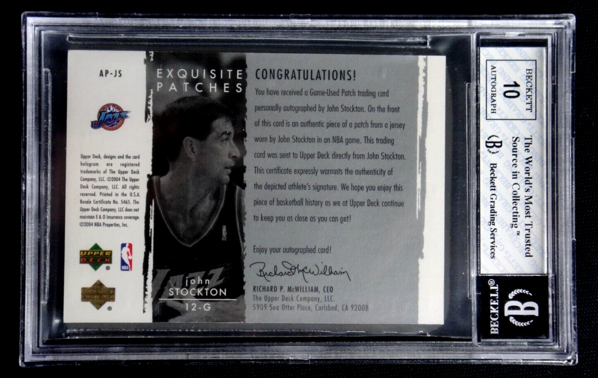 JOHN STOCKTON 2003-04 UD EXQUISITE AUTO CARD BGS 8/10 AUTOGRAPH 