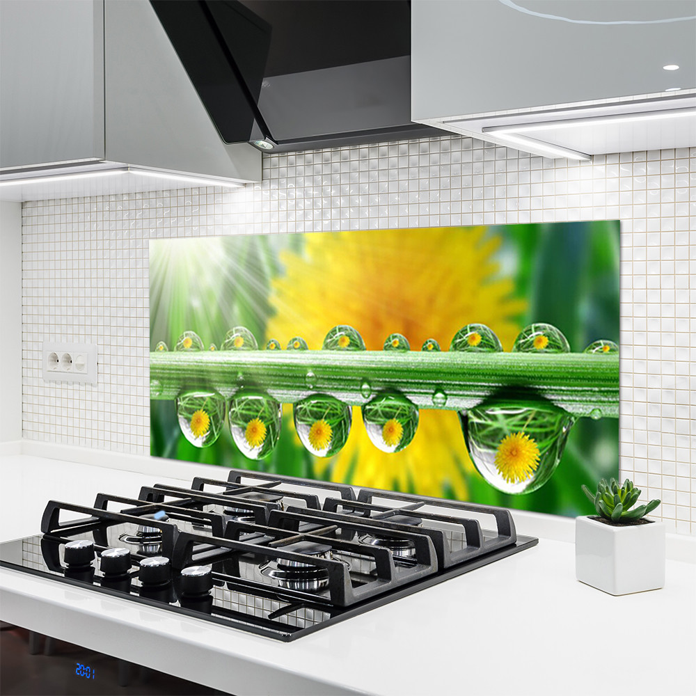 Crédence de cuisine en verre 120x60 cm Rosée finition premium