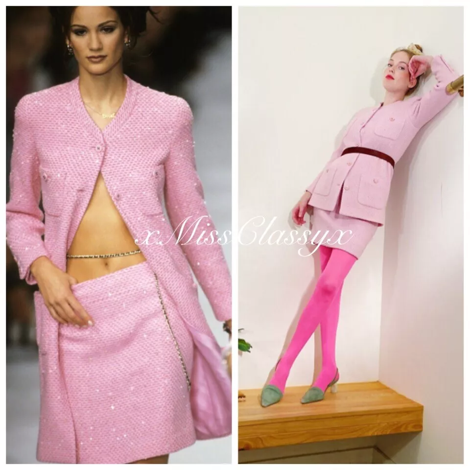 9k Stunning Authentic Chanel Resort 2013 Runway Fantasy Pink Tweed Jacket  Sz 38