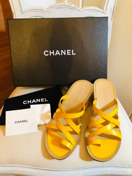 CHANEL Mule Sandal 37C Yellow authentic Women from JP | eBay CHANEL Mule Sandal 37C Yellow authentic Women from JP | eBay