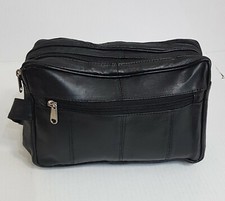 Black Leather Wash Bag - Perfect for travelling