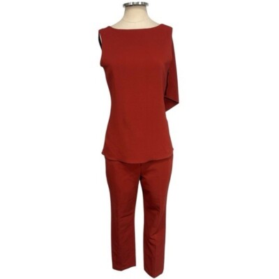Rosetta Getty Womens Cady Draped Stretch Top and Cropped Pants Set Size 6
