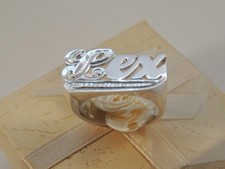NAME RING PERSONALIZED STERLING SILVER ANY NAME FIRST LETTER  TAIL BIT WORK 