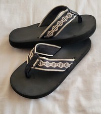 VTG 1990's 90s REEF Women's Flip Flops Sandals Black Tan Universal Size 5/6