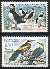 France 1960, Birds (I): Bird Protection set MNH, Mi 1326-27