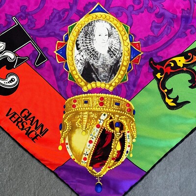 GIANNI VERSACE silk scarf God Save The Queen size 38