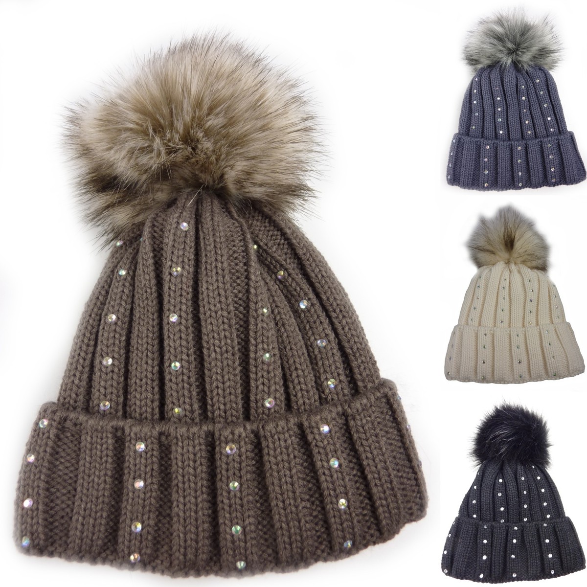 Magda Knit Beanie, Hat with Pom Pom, Knit Hat Glitter Effect