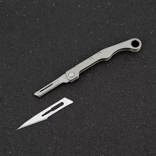 Mini Titanium Pocket Utility Folding Knife Scalpel Blades Opener Keychain EDC - Picture 10 of 12