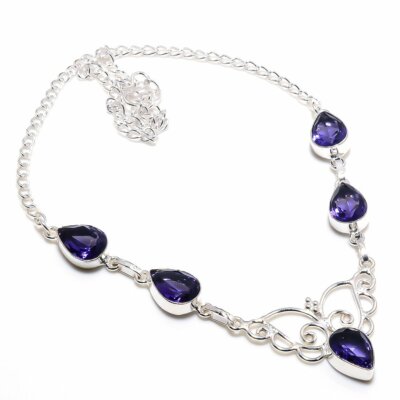 Collier Améthyste Naturelle - Argent Massif 925 - Perles 5mm - Fait Main Inde