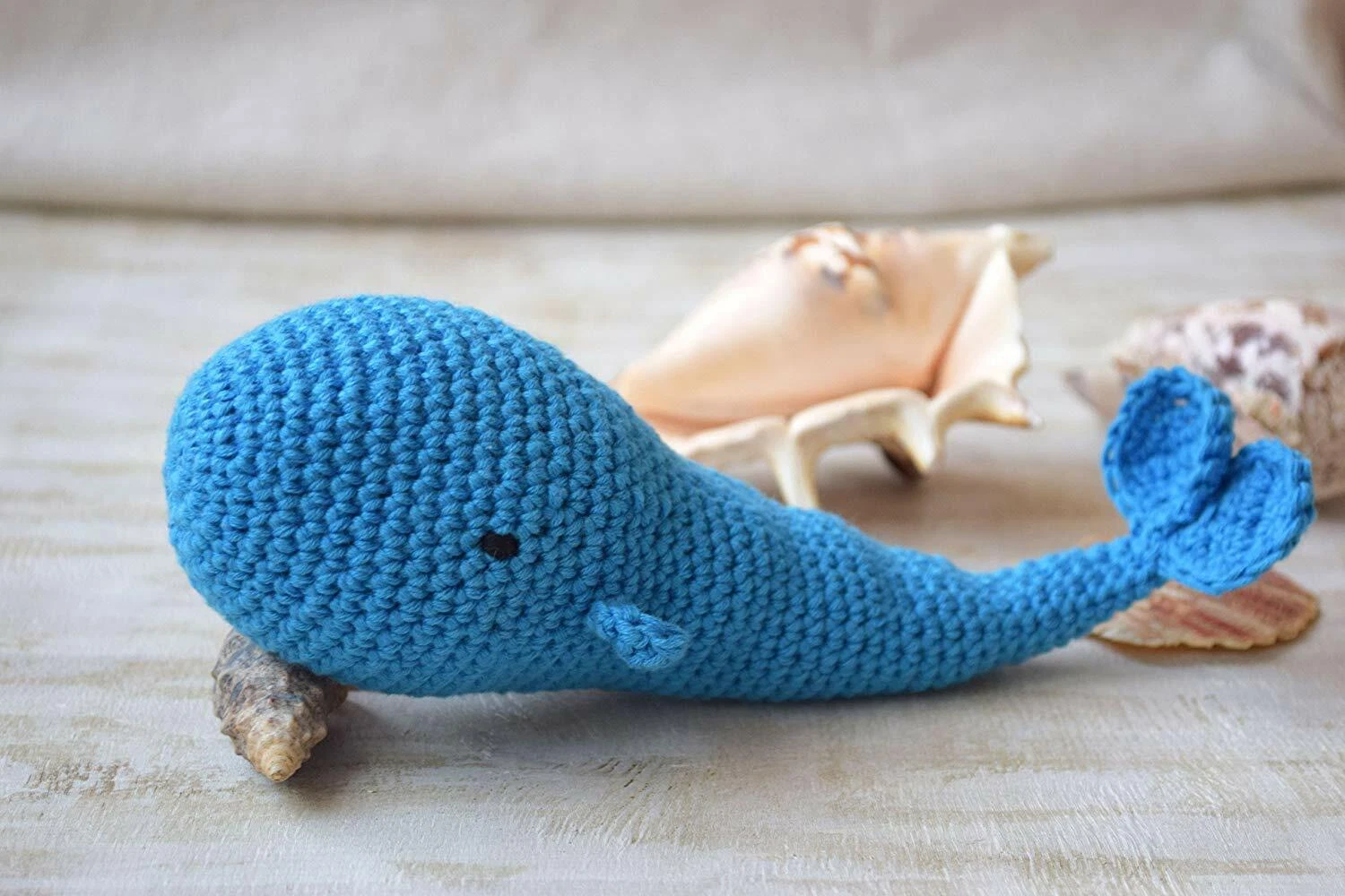 Amigurumi Crochet toy Whale Baby rattle Ocean themed room decor Teether Toddler