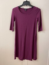 Eileen Fisher Burgundy Purple Jersey Dress Size PP 3/4 Sleeve