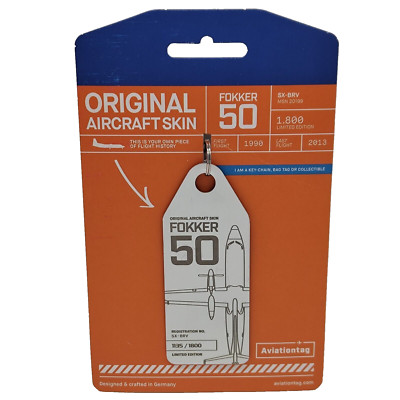 Aviationtag Minoan Airlines Fokker 50 SX-BRV white weiß Aircraft Skin Schlüssel