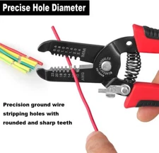 10-22 AWG Wire Stripper Cutter Pliers .6-2.6mm Stripping Tool Non-Slip Handle