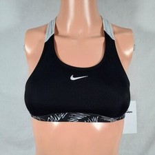 Girls' Nike Script Logo Crossback Sport Bikini Top-Black-Small-New with Tag