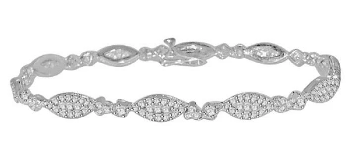 Brazalete de tenis para mujer I1 G 2,10 quilates diamante genuino oro blanco macizo de 14 quilates 7,00" Foto 3 de 4