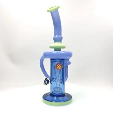 10'' Uptake Recycler Bluish Glass Waterpipe Smoking Bong with 14MM Bowl Blue  