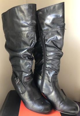 slouchy black boots wide calf