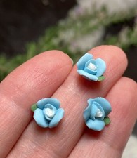 Porcelain Flowers lot Embellishment 10mm Blue 30 pcs DIY Jewelry Craft Jewelry