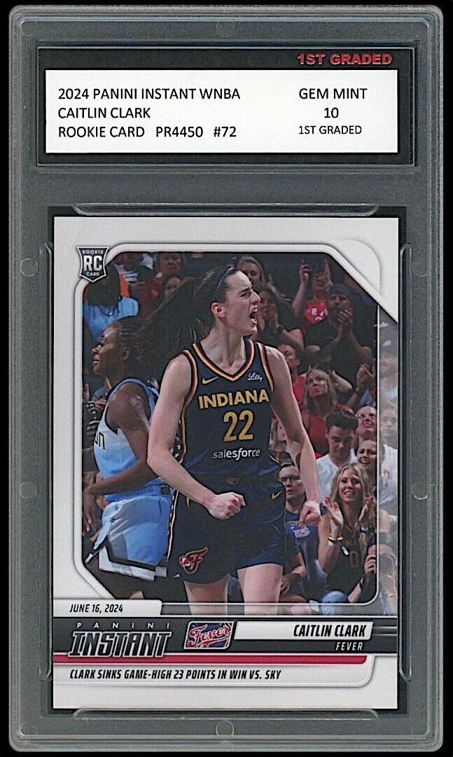 Caitlin Clark 2024 Panini Instant WNBA 1st Graded 10 Rookie Card #72 Fever/Iowa