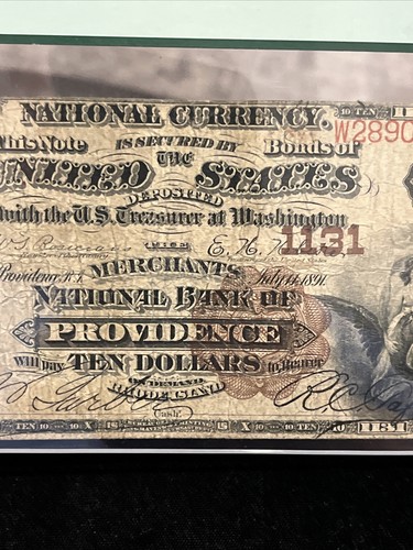 1882 $10 Brown Back The Merchants National Bank PROVIDENCE RI CN #1131 PCGS 12 - Picture 2 of 14