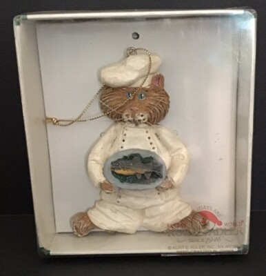 Kurt S. Adler Kitty Whiskers Chef Cat Serving Fish Christmas Ornament With Box