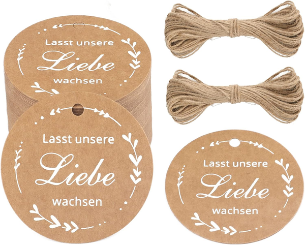 Hochzeit GeschenkanhäNger Rund Mit Schnur FüR Gastgeschenke Papieretiketten Brau-image