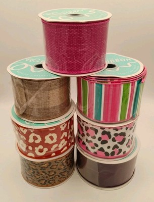 RG Really Great Ribbon 2.5'' X 10 Yard Ribbon Spools, Lot Of 7, Multiple Designs 