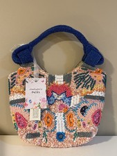 Handcrafted in India Beaded Bag Vibrant Colorful Flower Design bag NWT