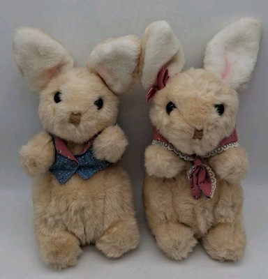 Vintage 1988 Plush Heartline Bunny Rabbit Pair w/Outfits