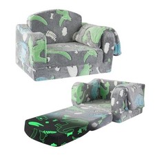 Comfy Toddler Chair and Couch for Kids with Blanket,2-in-1 Soft Plush Dark Gray