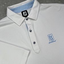Footjoy Polo Shirt Mens 2xl White Solid Performance Tpc Southwind Stretch Logo