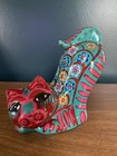 Cat Hand Painted Talavera Hecho En Mexico Pottery Damage Free Preowned — photo 1
