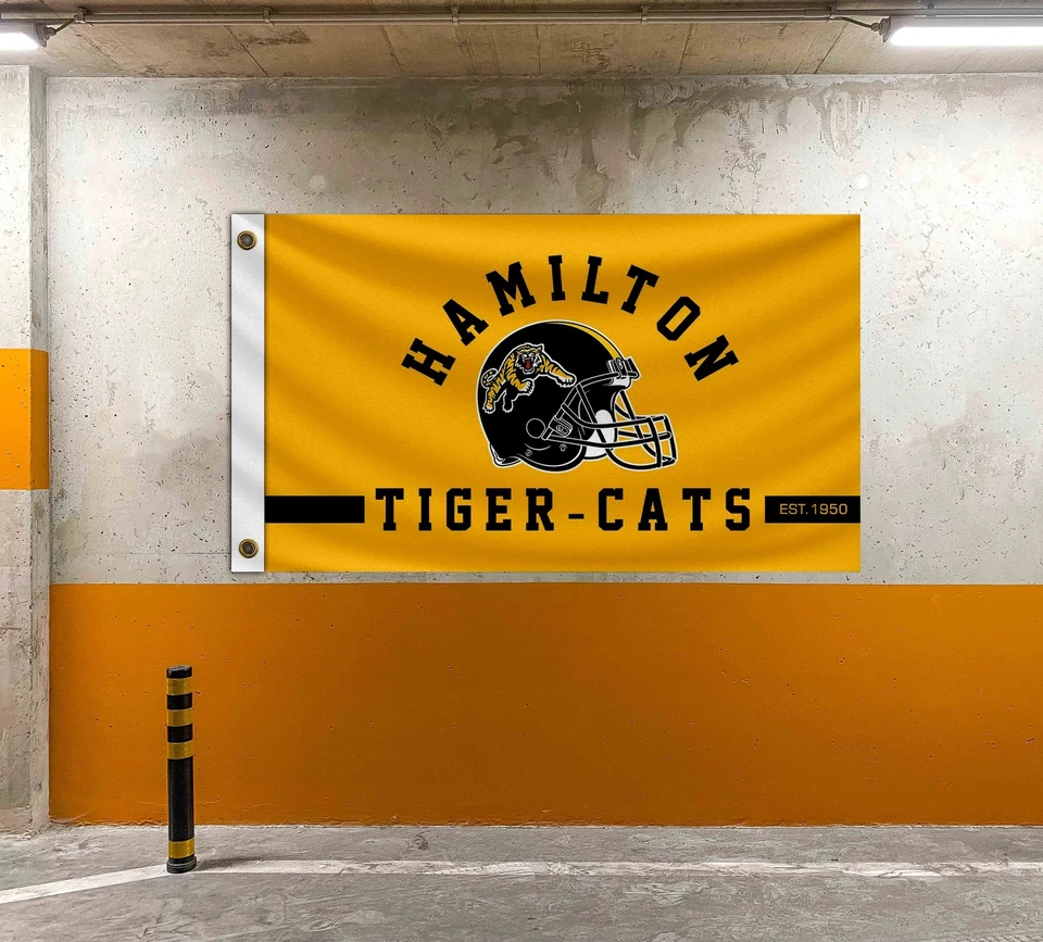 Casco de equipo de fútbol americano Hamilton Tiger-Cats bandera 90x150 cm 3x5 pies amarillo mejor pancarta  Foto 4 de 4