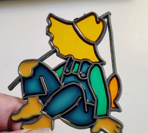 Finestra da giardino 3,5" pescatore vetro colorato e metallo decorazione casa cattura sole arte - Foto 1 di 3