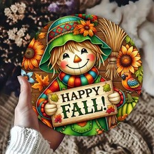 New Happy Fall Scarecrow 8" Iron Sign - Cafe Decor