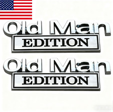 2PCS Metal Old Man Edition Emblem 3D Badge Fit Universal Car (Silver Black)-