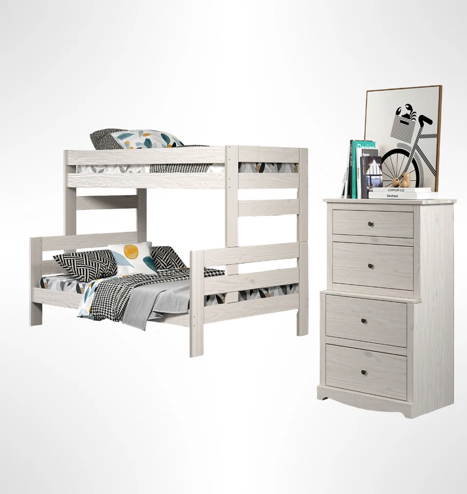 Litera rústica acabado blanco tablón diseño madera escalera y tablón diseño Foto 2 de 4