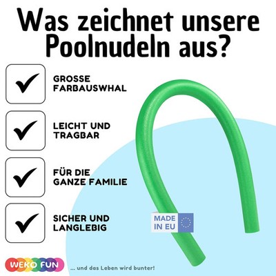 Schwimmnudel Poolnudel 160 cm 9 versch. Farben | WEKO FUN Poolnudel | NEU