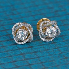 2Ct Round Lab-Created Diamond Womens Stud Earring 14K Yellow Gold Plated