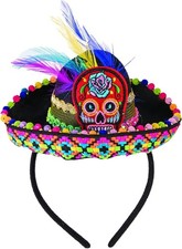 Day of the Dead Mini Sombrero Hat Fancy Dress Halloween Adult Costume Accessory
