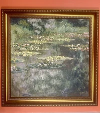 Monet “Water Lily Pond” 1904 Repro Print On Canvas 24”x 24” Framed