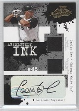 2005 Playoff Absolute Memorabilia Double Materials 32/50 Carlos Lee Auto 0b5