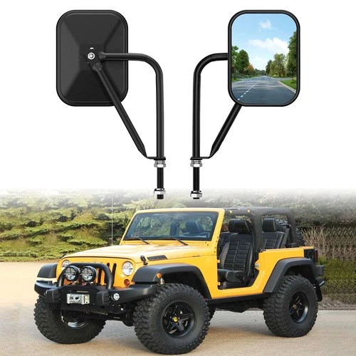 Jeep Wrangler JK JL Door Off Mirror - Easy-Install Side Mirrors Wider View